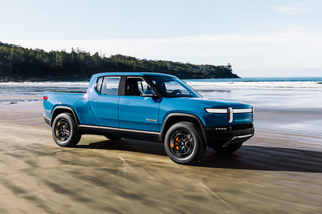 Rivian R1T in blue